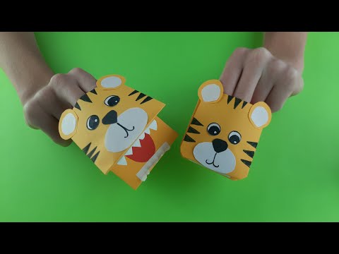 Видео: Тигр из бумаги / Игрушка тигренок на руку / Игрушка-говорушка из бумаги