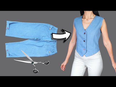 Видео: Как легко переделать старые джинсы в стильный жилет! Miarti 🧵✂️