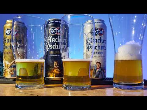 Видео: Немецкое пиво Hacker-Pschorr Munich Gold, Kellerbier, Weissbier