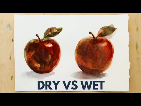Видео: Как нарисовать акварельное яблоко 🍎 ДВА разных способа | Одна тема, два стиля
