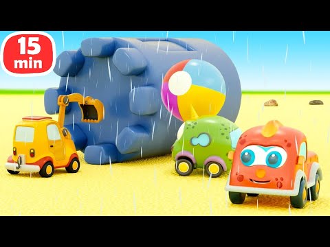 Видео: Строим замок из песка и гоняем по песочнице! 🏎🏜 Мультики Машинки Мокас для малышей