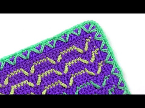 Видео: Цветная кайма с вытянутыми петлями   Colored border crochet