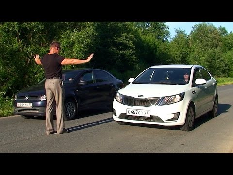 Видео: KIA Rio 1.4 обгоняет VW Polo Sedan 1.6