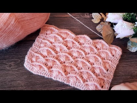 Видео: ❗ТАКОЙ узор не найти🏆Плотный, рельефный. "Ракушки" КРЮЧКОМ. (N 155)