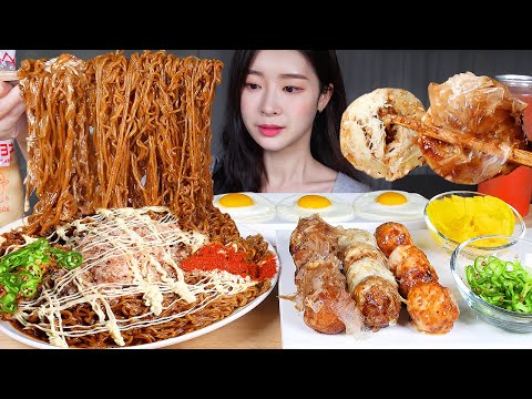 Видео: ASMR MUKBANG | Лимитированная серия, Острая огненная лапша Якисоба 🔥 Такояки, Острый перец чили