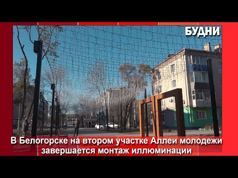 Видео: На аллее Молодежи завершается монтаж иллюминации