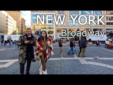 Видео: New York - Walking tour Broadway Manhattan NYC 4К 60fps