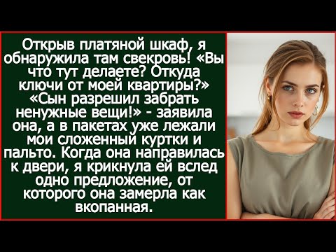 Видео: Вы что тут делаете? Откуда ключи от моей квартир? Открыв платяной шкаф, я обнаружила там свекровь!