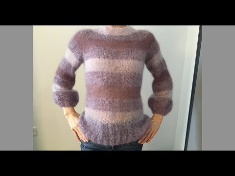 Видео: Лёгкий мохеровый свитер. Реглан снизу. Вязание в технике интарсия.