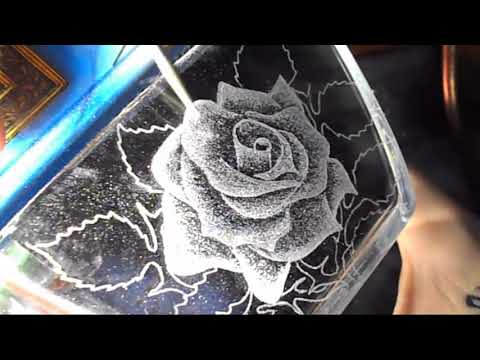 Видео: Гравировка роз на стекле.Посудина.Салатница.