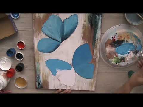 Видео: Картина золотая "Бабочка" Картина с поталью.