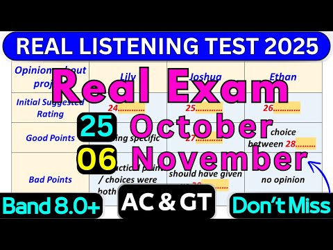 Видео: 9 ОКТЯБРЯ И 18 ОКТЯБРЯ 2025 ГОДА ТЕСТ IELTS ПО АУДИРОВАНИЮ С ОТВЕТАМИ | ОРИГИНАЛЬНЫЙ ТЕСТ IELTS П...