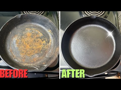 Видео: Лучший способ восстановить чугунную сковороду! Прокалить, починить и сделать её антипригарной нав...