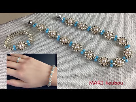 Видео: Браслет и кольцо в тон ~ Жемчуг и бисер