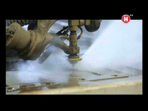 Видео: Гидроабразивная резка брони - Flow Waterjet