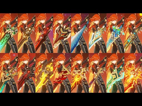 Видео: Сравнение урона оружия C0 Mavuika 4 и 5 звёзд | Genshin Impact