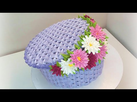 Видео: Тортик Корзинка с Хризантемами(крем БЗК). /Cake Basket with chrysanthemums(protein custard).