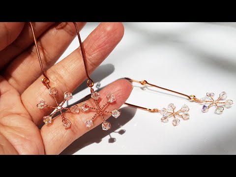 Видео: Снежинки серьги - Идеи ювелирные изделия для Рождества из медной проволоки 429