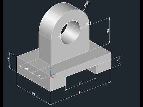Видео: 10 Пример AutoCAD Создание простой трехмерной детали 2