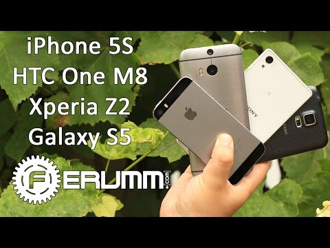 Видео: Apple iPhone 5S VS Samsung Galaxy S5 VS Sony Xperia Z2 VS HTC One M8: битва титанов от FERUMM.COM