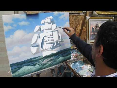 Видео: Как написать парусник маслом. Oilcolorpainting.Timelapse. Морской пейзаж маслом.
