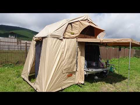 Видео: палатка на крышу, тамбур, тент маркиза ORT Kampina