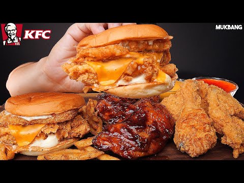 Видео: бургер и жареный цыпленок KFC BURGERS 🍔 BBQ CHICKEN 🍗 FRENCH FRIES 🍟 EATING ASMR MUKBANG