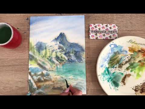 Видео: Пейзаж с горным озером