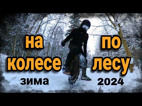 Видео: На моноколесе по лесу и снежным горкам.