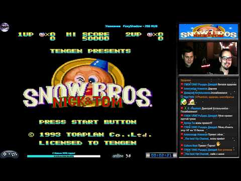 Видео: Snow Bros прохождение Co-op Dezgun [ hard ] (J) Игра (SEGA Genesis, Mega Drive SMD) 1993 Стрим RUS