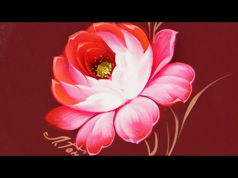 Видео: #5 How to Paint Rose flower in Oil | Как нарисовать РОЗУ маслом. Мастер-класс по Жостовской росписи