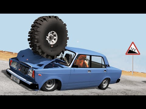 Видео: КОЛЕСО СМЕРТИ! ЗАПАСКА ОТ КАМАЗА НА СПУСКЕ | BeamNG.drive