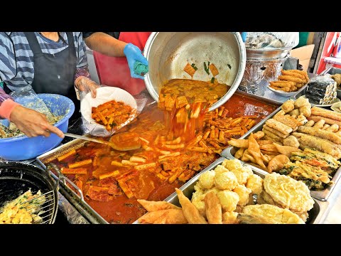 Видео: Самая популярная уличная еда в Корее, ттокпокки, темпура, мороженое - корейская уличная еда