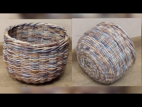 Видео: МК. Круглая корзина "обшарпэ" из бумажной лозы. Часть 1. #81(1)