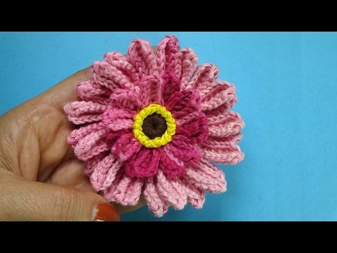 Видео: Как вязать герберу Crochet flower Вязание герберы 86
