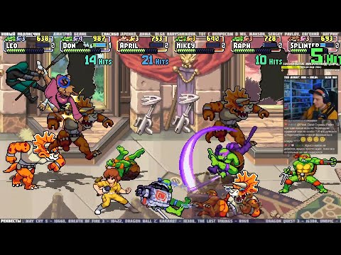 Видео: Сашка Кроп, Frozza, Coulthard, Gaming за 30, Kinaman и Pixel_Devil в игре: TMNT: Shredder's Revenge