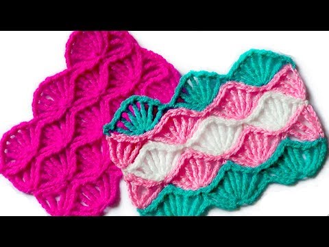 Видео: Узор Веерочки из длинных столбиков