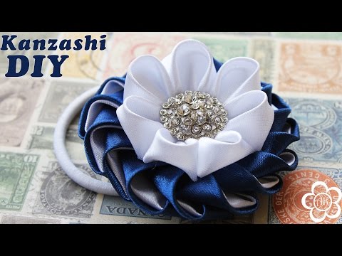 Видео: Резинка Канзаши Мастер Класс / DIY Kanzashi / Kulikova Anastasia