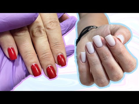 Видео: Плохо относился квадрат / Укрепление гелем коротких ногтей / Нежный маникюр 💅🏻