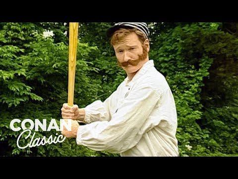 Видео: Конан играет в бейсбол в старые добрые времена | Вечер с Конаном О’Брайеном