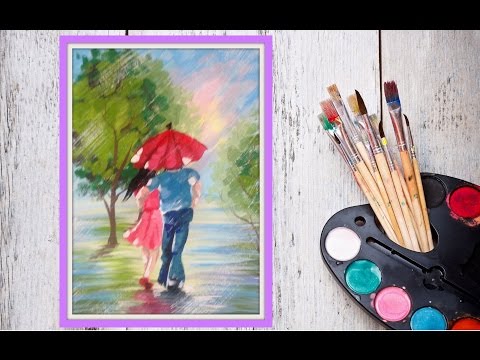 Видео: Уроки рисования! Как нарисовать парочку под зонтом гуашью! #Dari Art