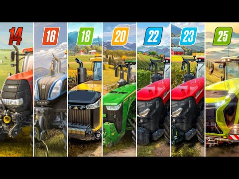 Видео: Fs14 Va Fs16 против Fs18 против Fs20 против Fs22 против Fs23 против Fs25 | Farming Simulator Evol...