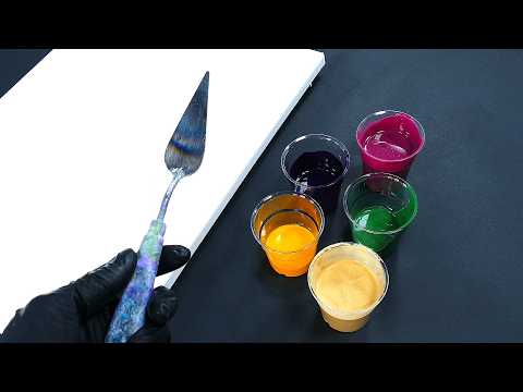 Видео: Техника росписи шпателем - жидкими акриловыми красками