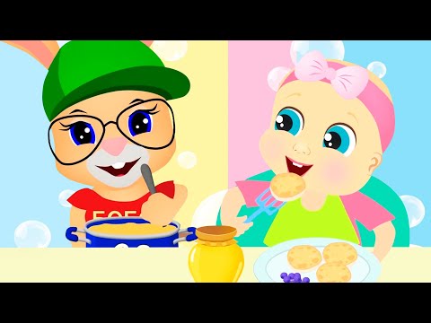 Видео: 🌈 Школа кролика Бобо – Ням-ням 🥣 Веселая песенка про еду – Развивающие песенки для детей