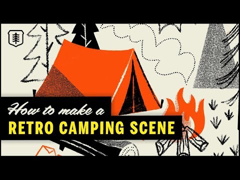 Видео: Иллюстрация ретро-сцены кемпинга: РУКОВОДСТВО по набору кистей Procreate