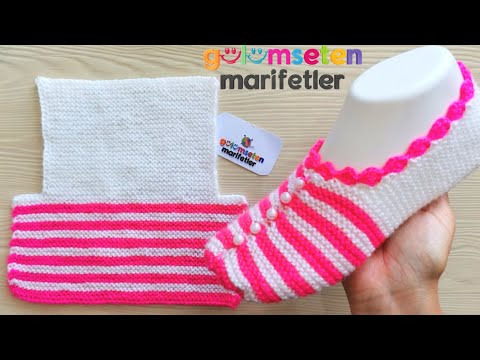 Видео: Как вязать на дамском узоре очень легкие пинетки для стежков