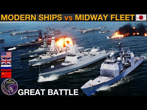 Видео: Сможет ли современная флотилия военных кораблей выиграть битву за Мидуэй в 1942 году? (Naval Batt...