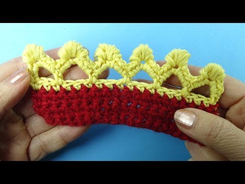 Видео: Crochet border Кайма с витыми пико   кайма крючком урок 374