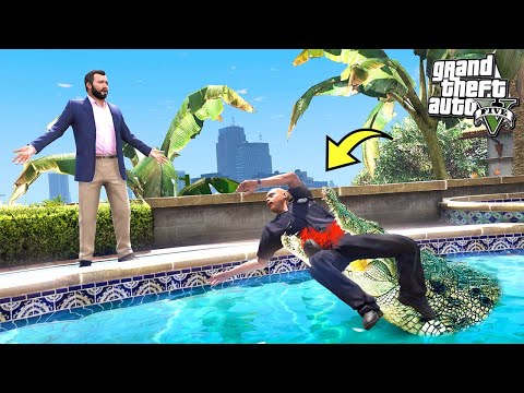 Видео: МАЙКЛ СКОРМИЛ ПОЛИЦЕЙСКОГО КРОКОДИЛУ!! - GTA 5 Реальная Жизнь (Моды ГТА 5)