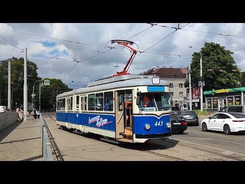 Видео: Самый старый трамвай Калининграда! Трамвай Duewag GT6 №443 